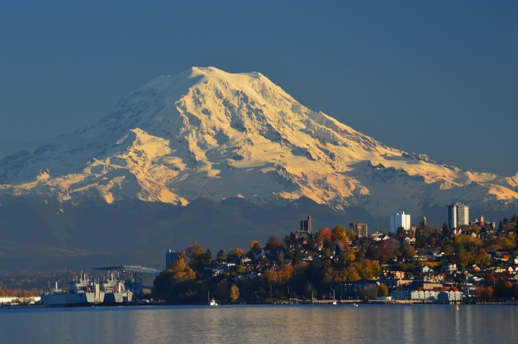 Mt. Rainier over Tacoma, Washington.