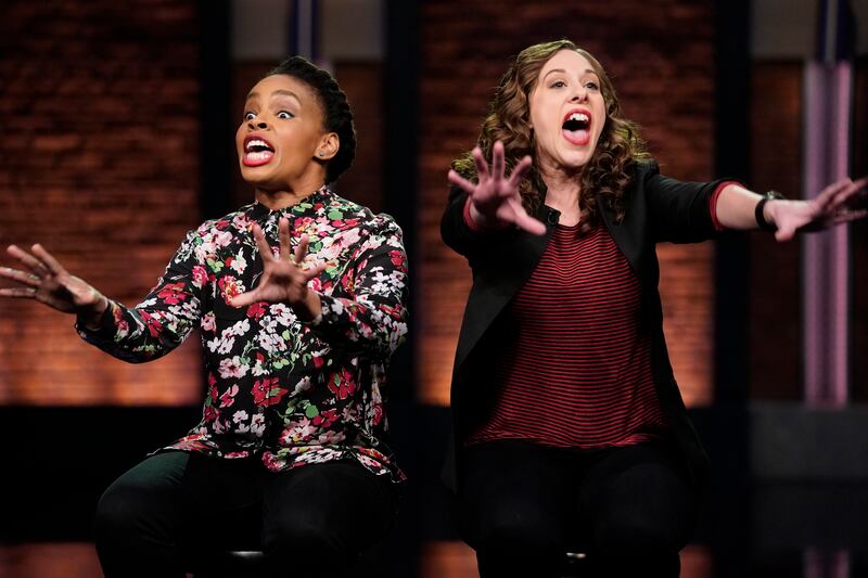 Amber Ruffin and Jenny Hagel, during the sketch