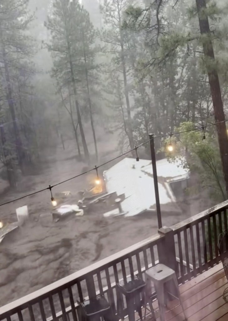 House swept away by flash flooding in Ruidoso, New Mexico.