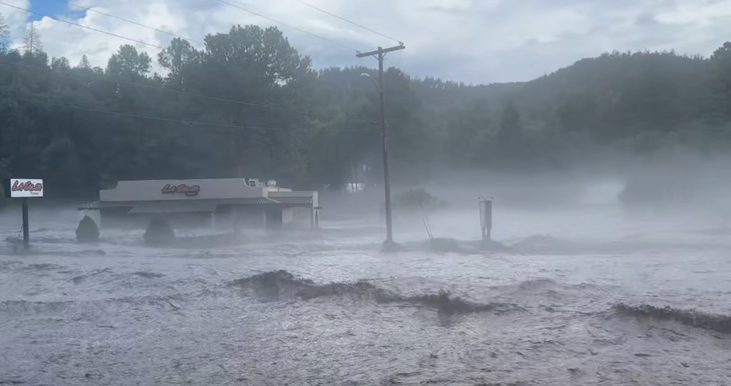 La Salsa Kitchen in Ruidoso, New Mexico, flooded by heavy rain.
