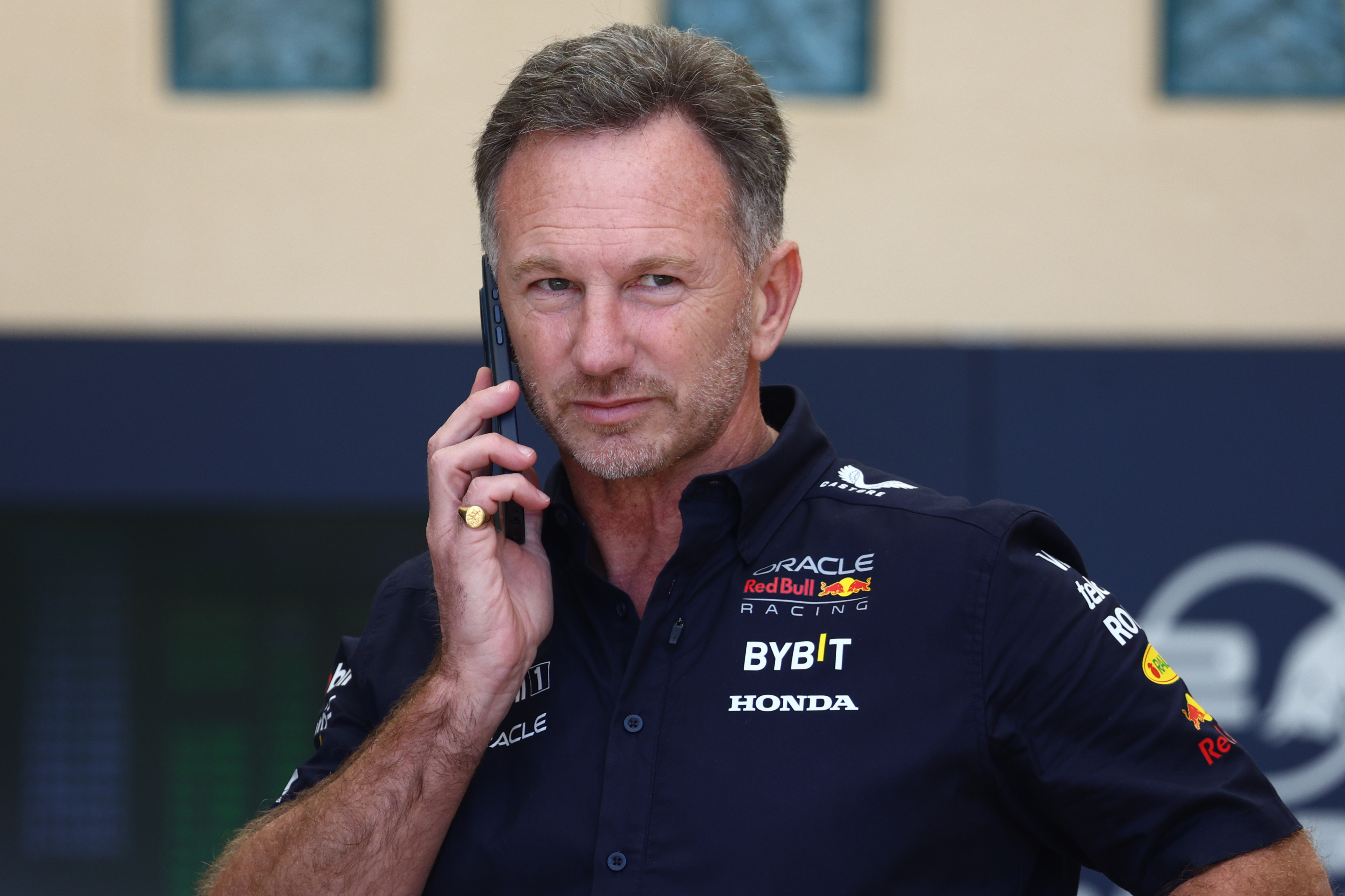 Christian Horner on the phone in 2024