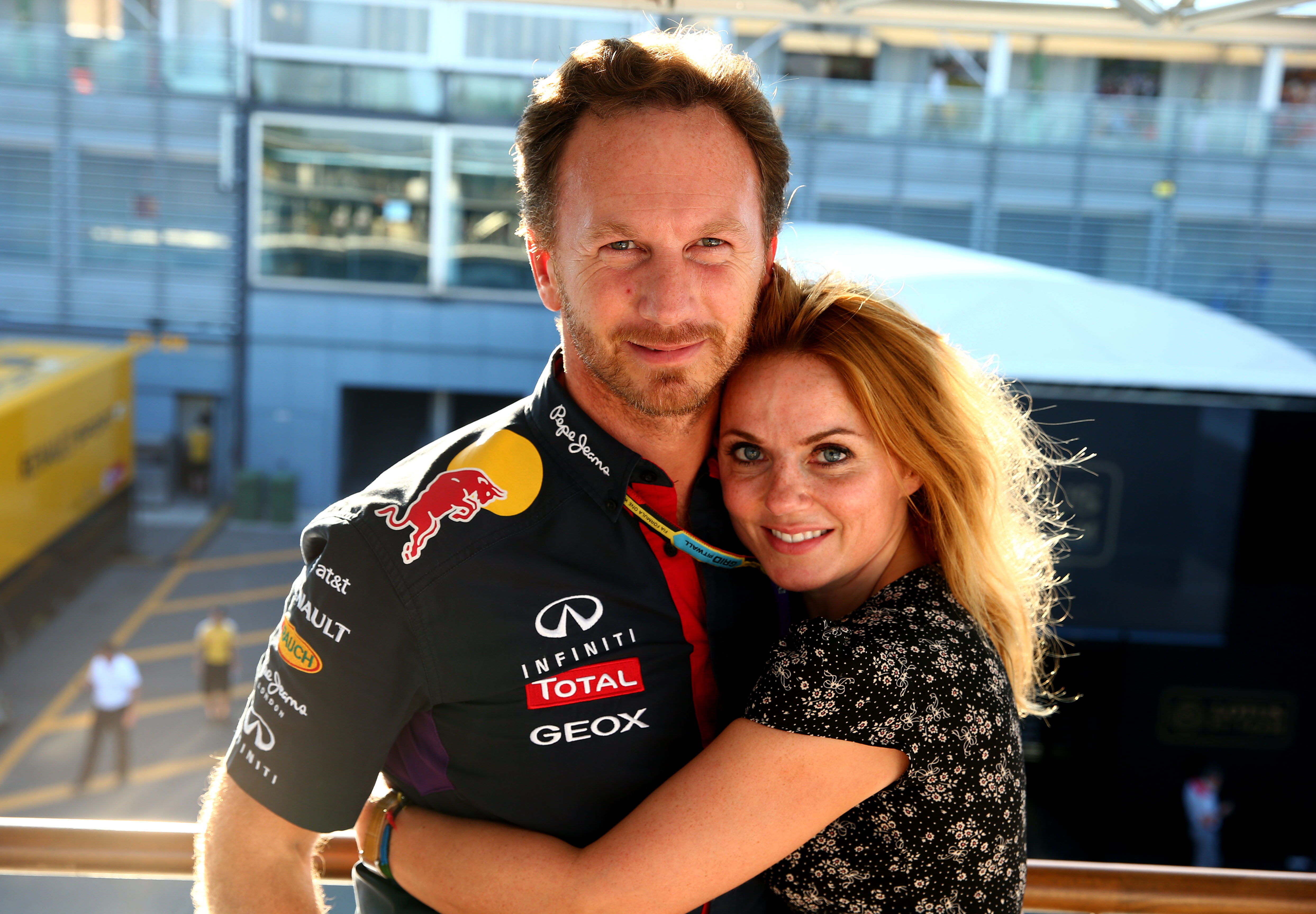 Geri Halliwell and Christian Horner hugging in 2014