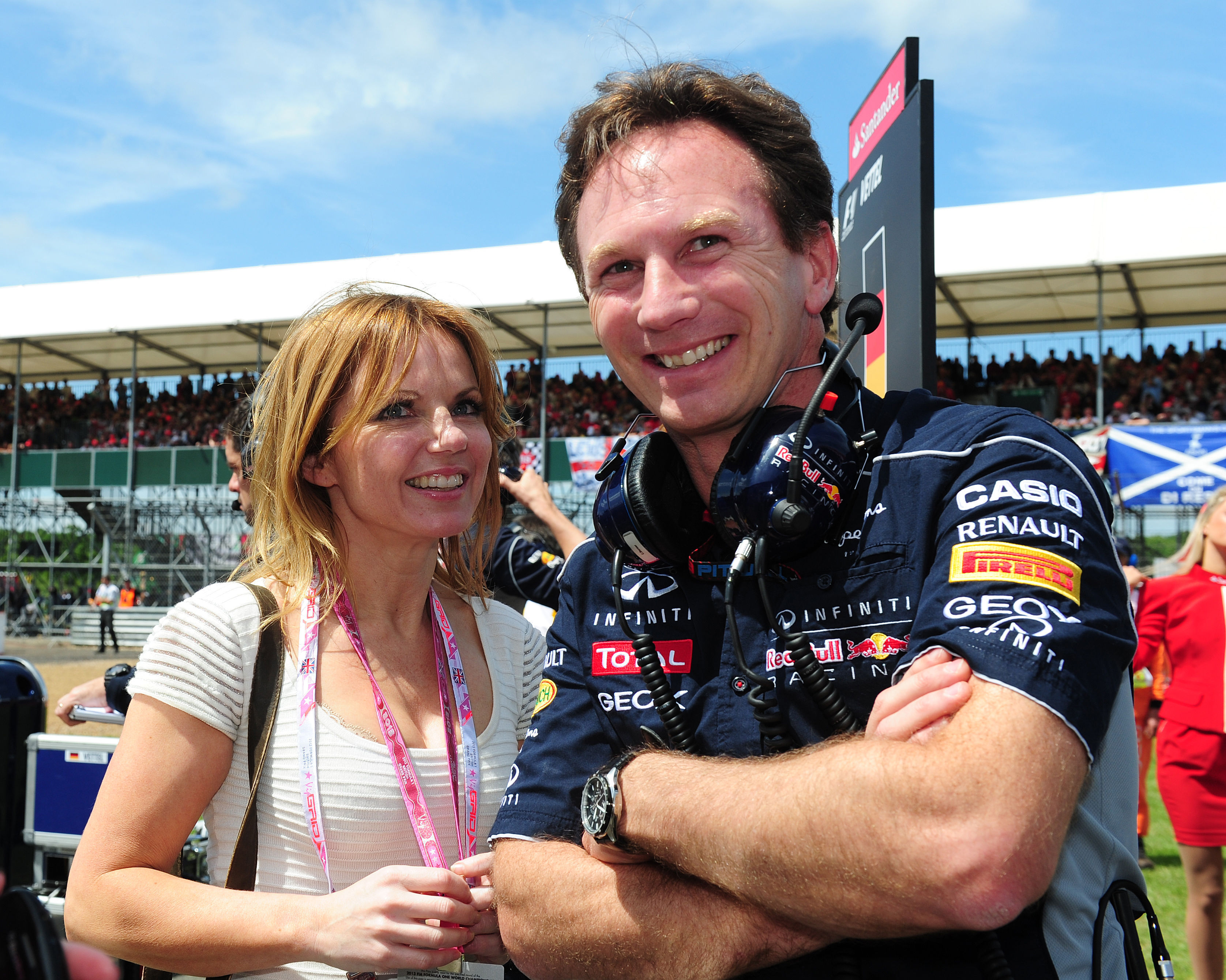 Christian Horner and Geri Halliwell at the British Grand Prix in 2014