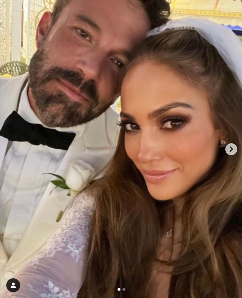 Jennifer Lopez and Ben Affleck via Instagram in 2022