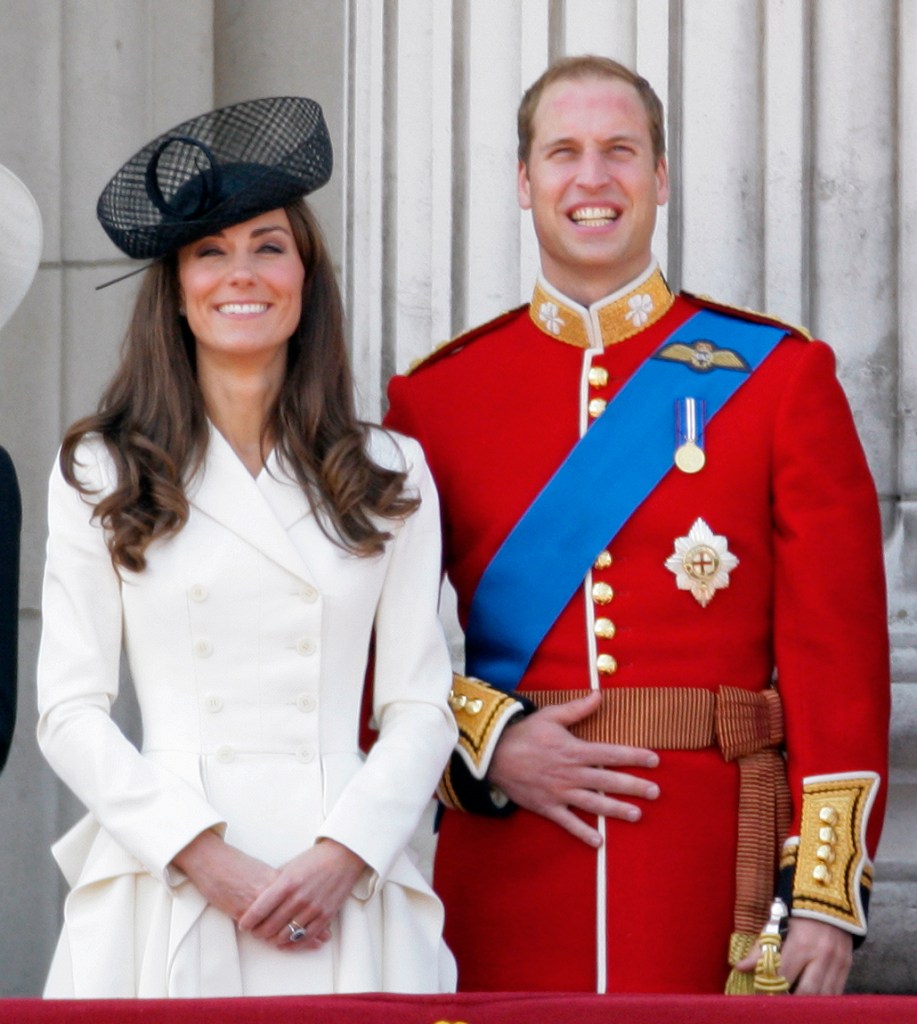 LONDON, UNITED KINGDOM - JUNE 11: (EMBARGOED FOR PUBLICATION IN UK NEWSPAPERS UNTIL 48 HOURS AFTER CREATE DATE AND TIME) Catherine, Duchess of Cambridge and Prince William, Duke of Cambridge stand on the balcony of Buckingham Palace after the Trooping the Colour Parade on June 11, 2011 in London, England. The ceremony of Trooping the Colour is believed to have first been performed during the reign of King Charles II. In 1748, it was decided that the parade would be used to mark the official birthday of the Sovereign. More than 600 guardsmen and cavalry make up the parade, a celebration of the Sovereign's official birthday, although the Queen's actual birthday is on 21 April. (Photo by Indigo/Getty Images)
