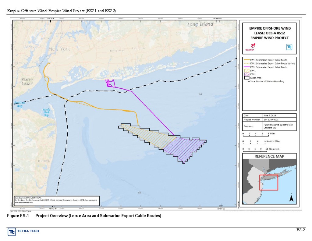 A map of the planned Empire Wind One project.