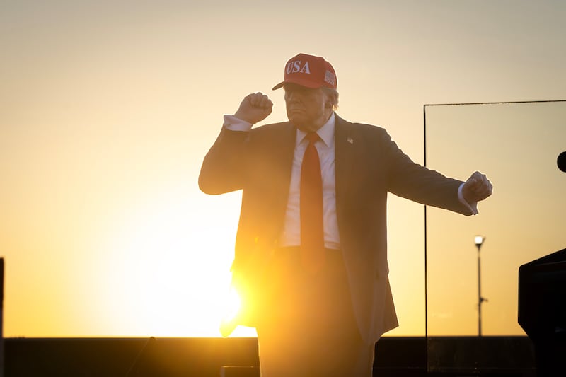 President Donald Trump dances after speaking at a rally to kick off the July Fourth holiday weekend at the Iowa State Fairgrounds on July 3, 2025 in Des Moines, Iowa.