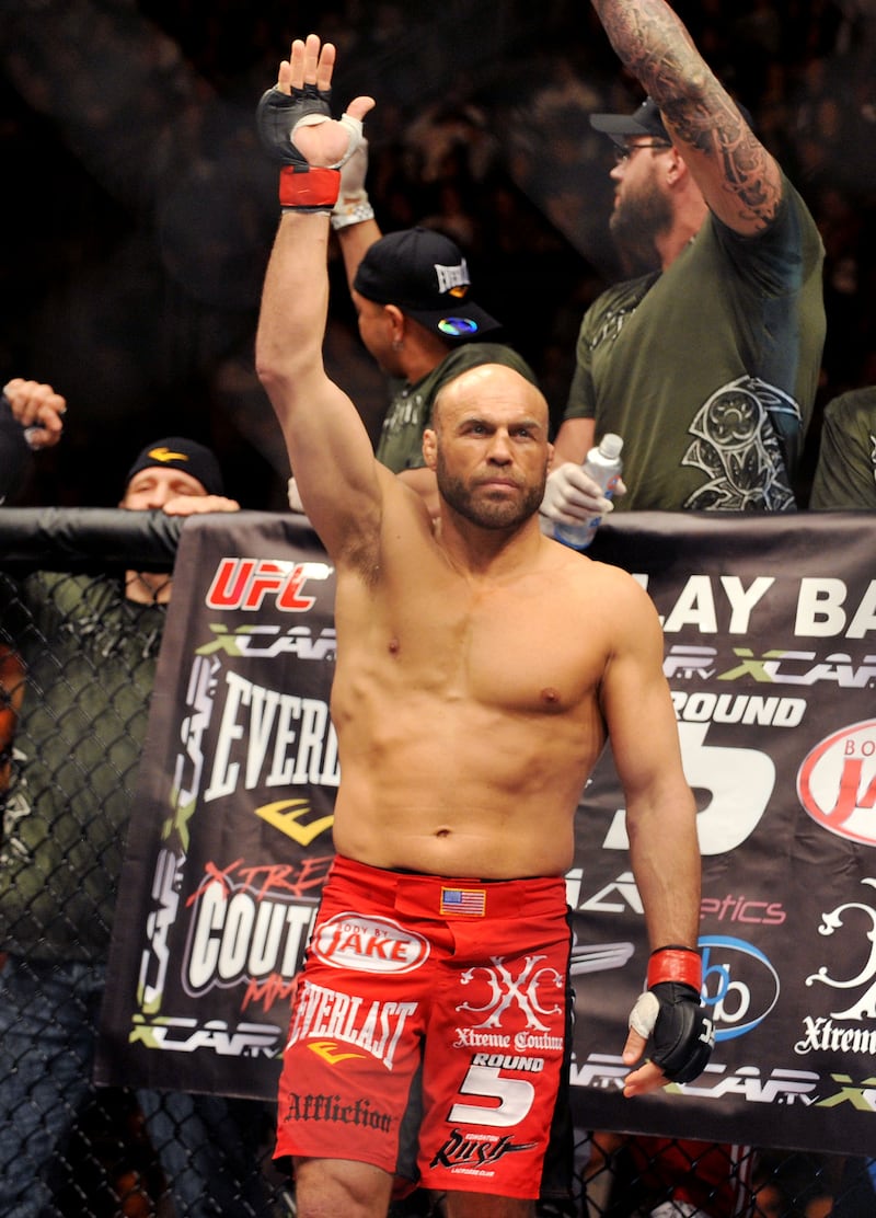 UFC fighter Randy Couture (pictured) acknowledges the crowd before the start of his fight against UFC fighter Mark Coleman during their Light Heavyweight fight at UFC 109: Relentless at Mandalay Bay Events Center on February 6, 2010 in Las Vegas, Nevada.