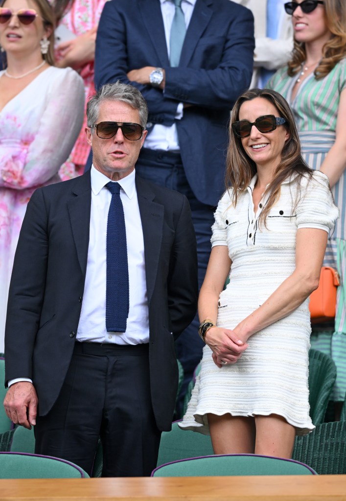 Hugh Grant and Anna Elisabet Eberstein at Wimbledon