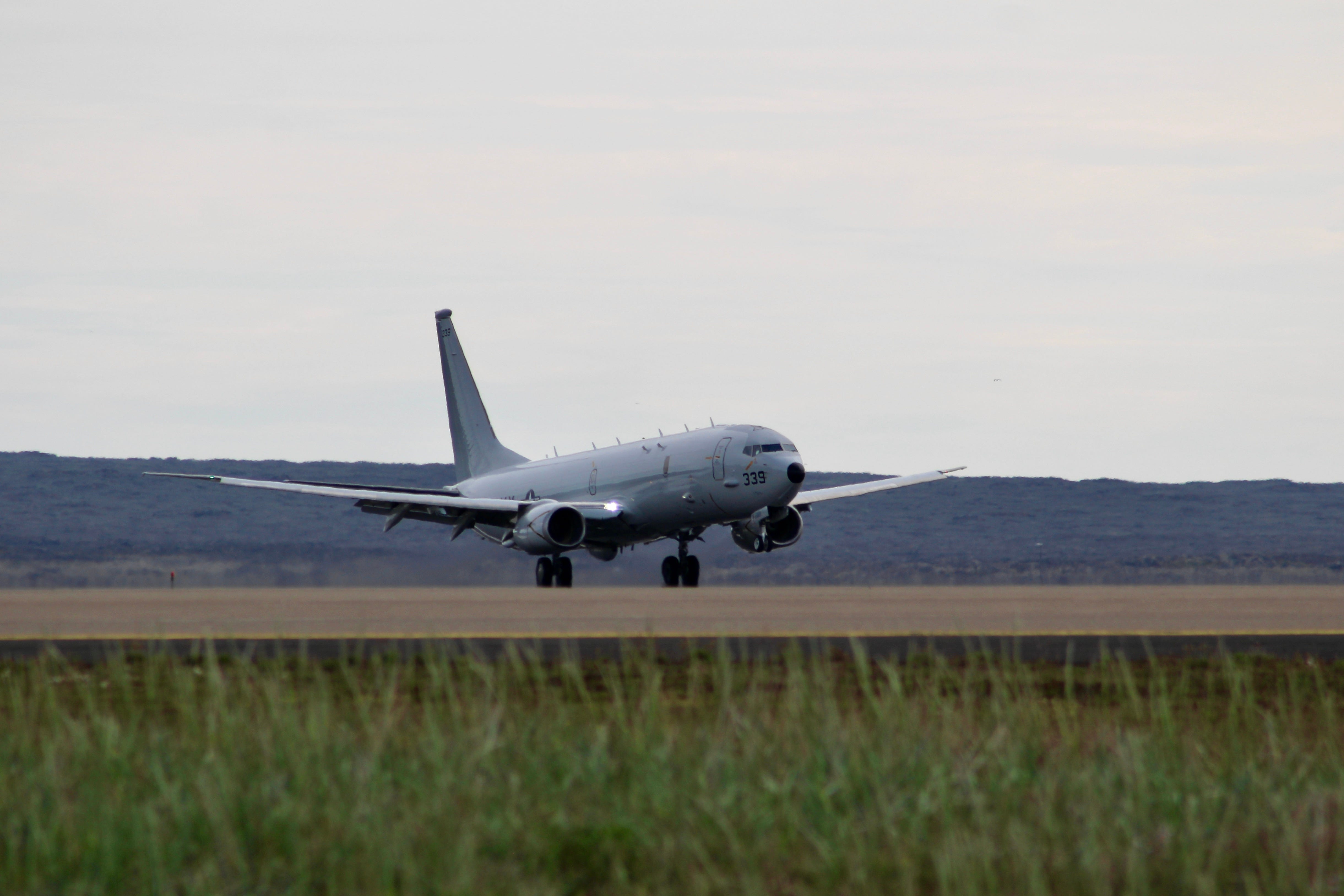 A P-8A Poseidon, attached to Patrol Squadron (VP) 46, lands at Keflavik Air Base, Iceland, June 28, 2025.