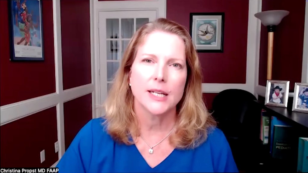 Dr. Christina Propst, MD, FAAP, in a video.