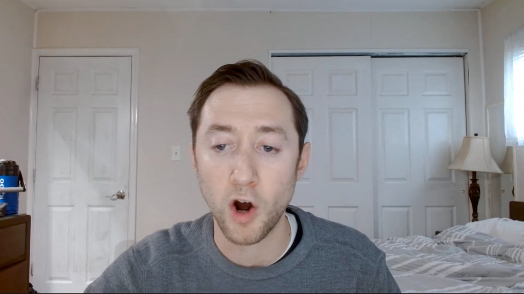 Still image from a YouTube broadcast of Justin Mohn.