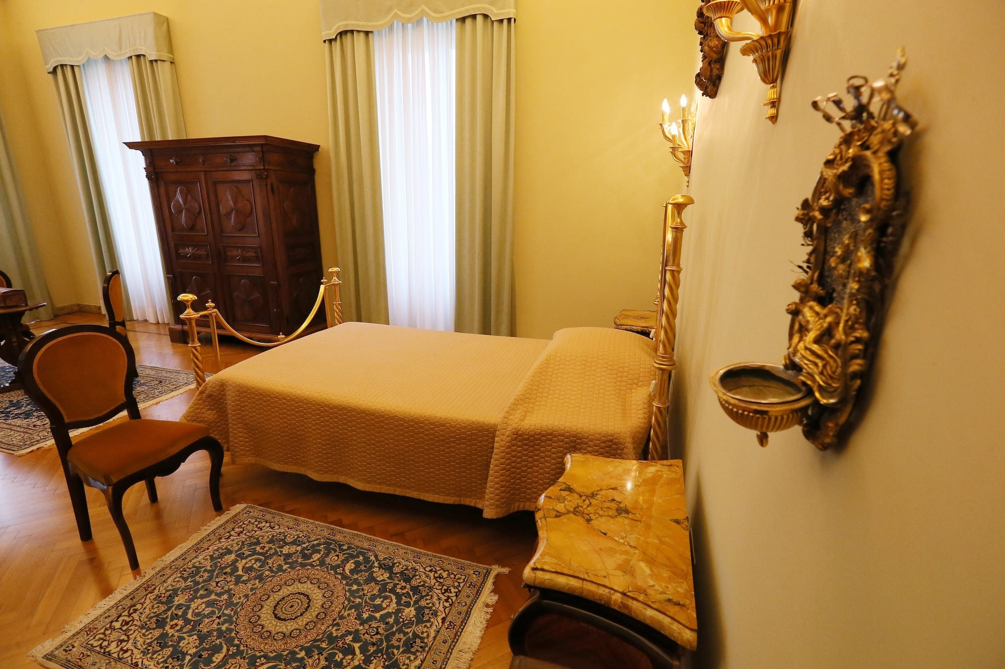 The Pope's bedroom in the Apostolic Palace.