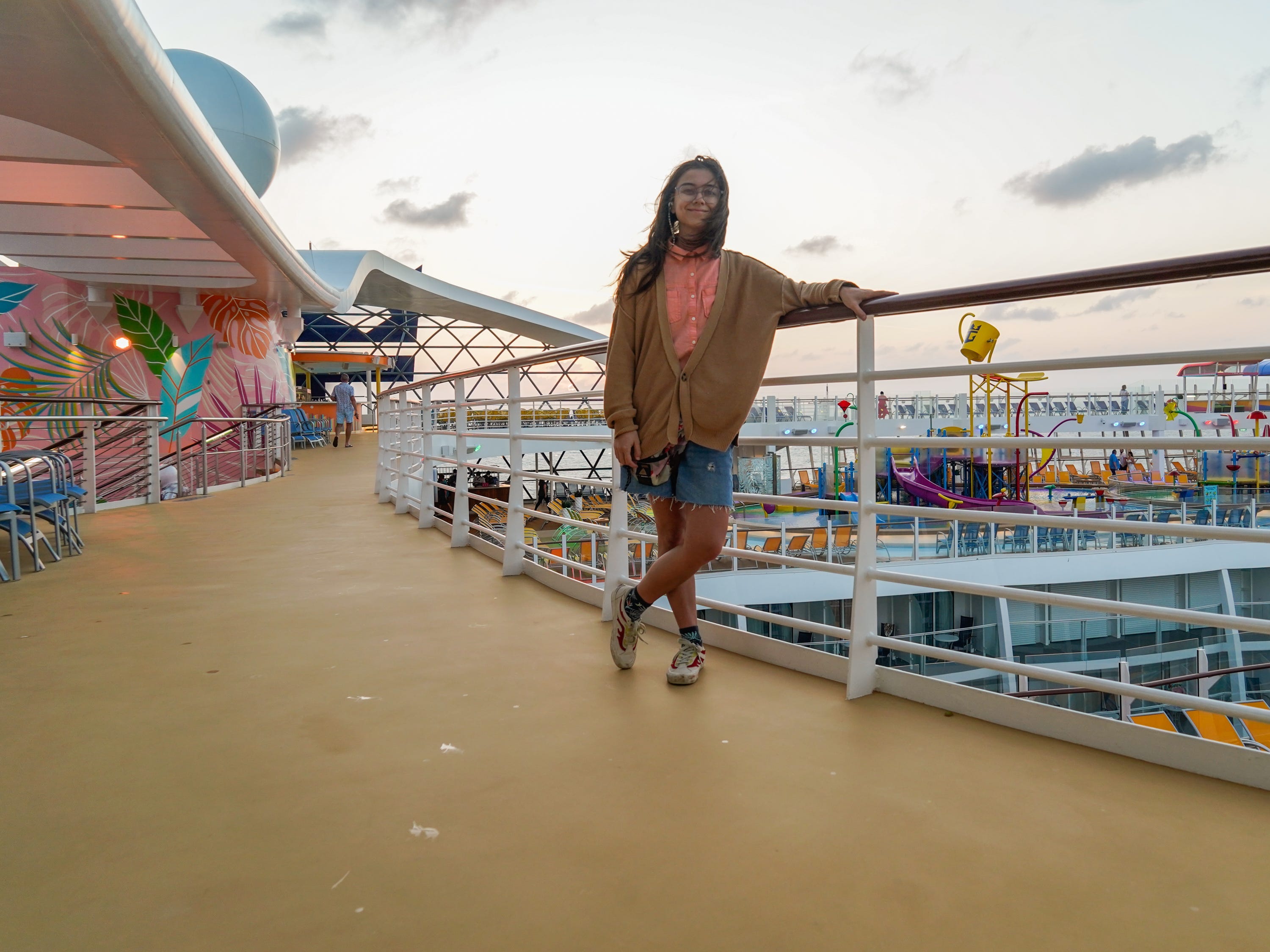 The author on deck 16 of the world's largest cruise ship