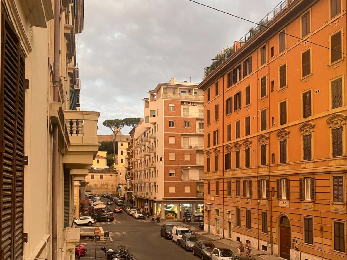 The view outside the author's first apartment in Rome.