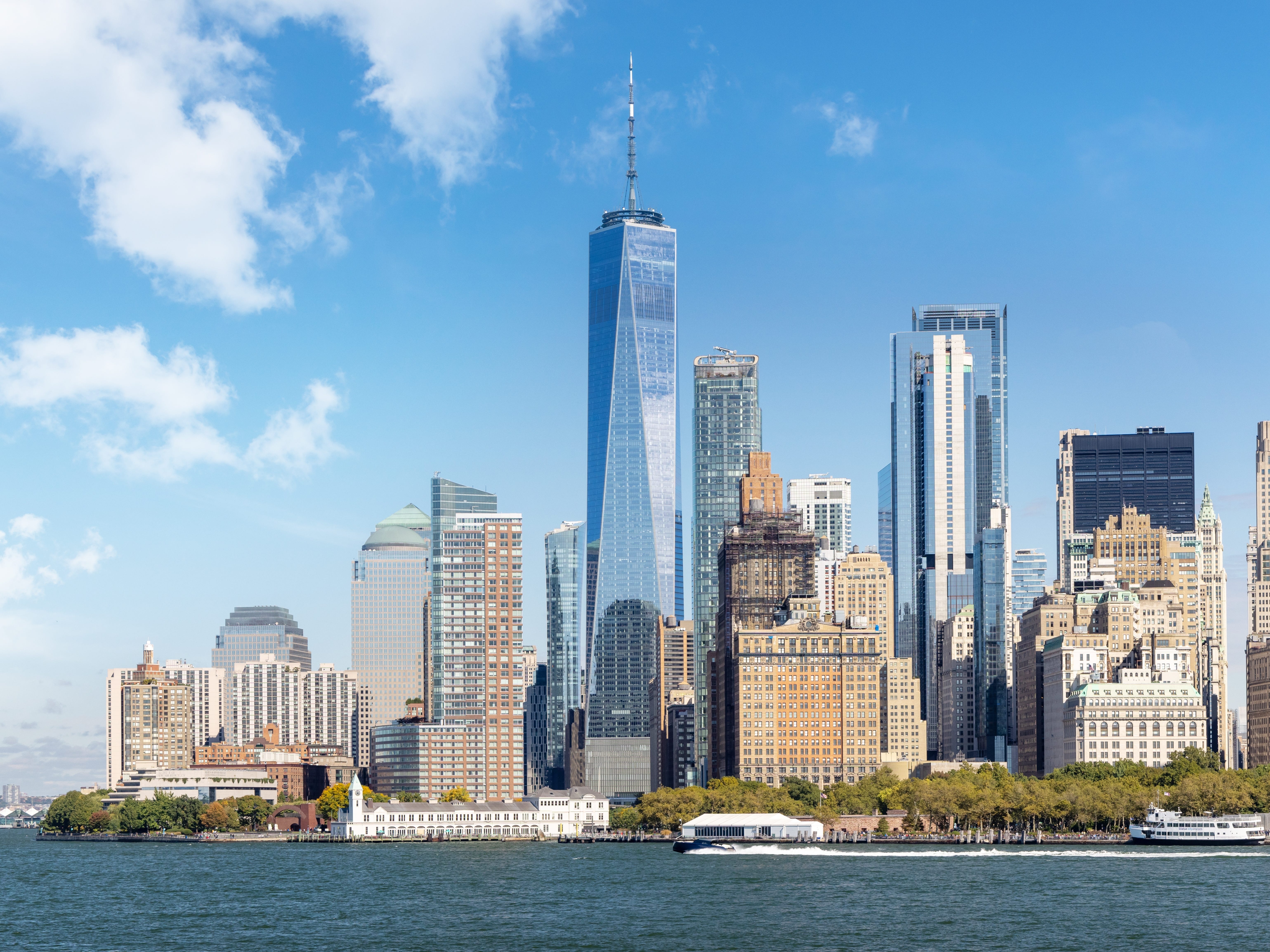 A section of the New York City skyline.
