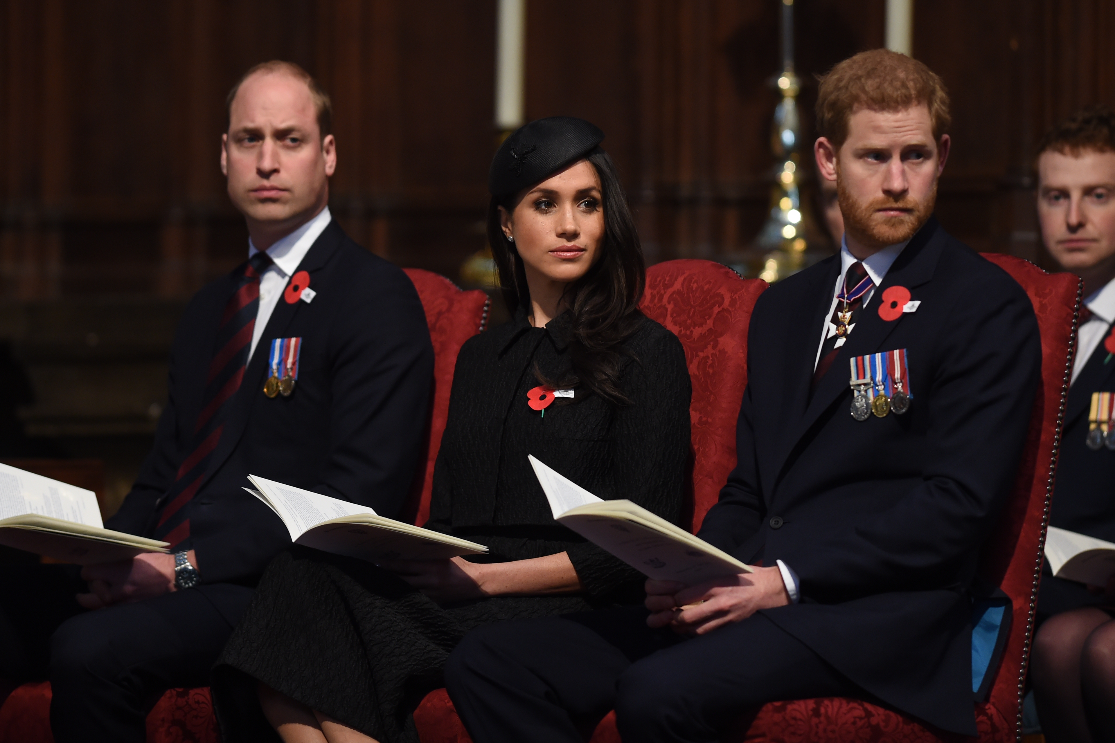 Prince William, Meghan Markle and Prince Harry in 2018