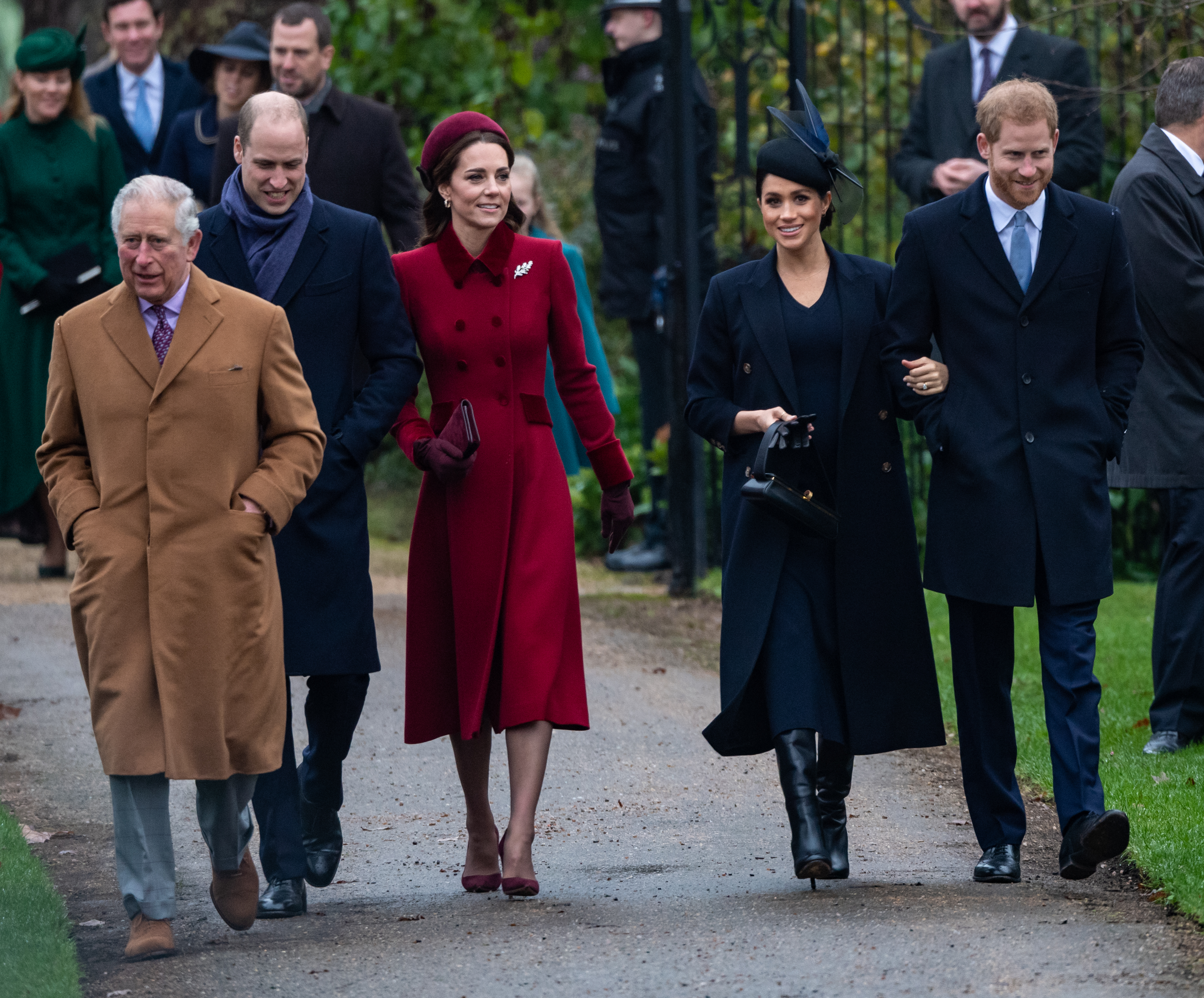King Charles, Prince William, Meghan Markle, Prince Harry and Kate Middleton in 2018