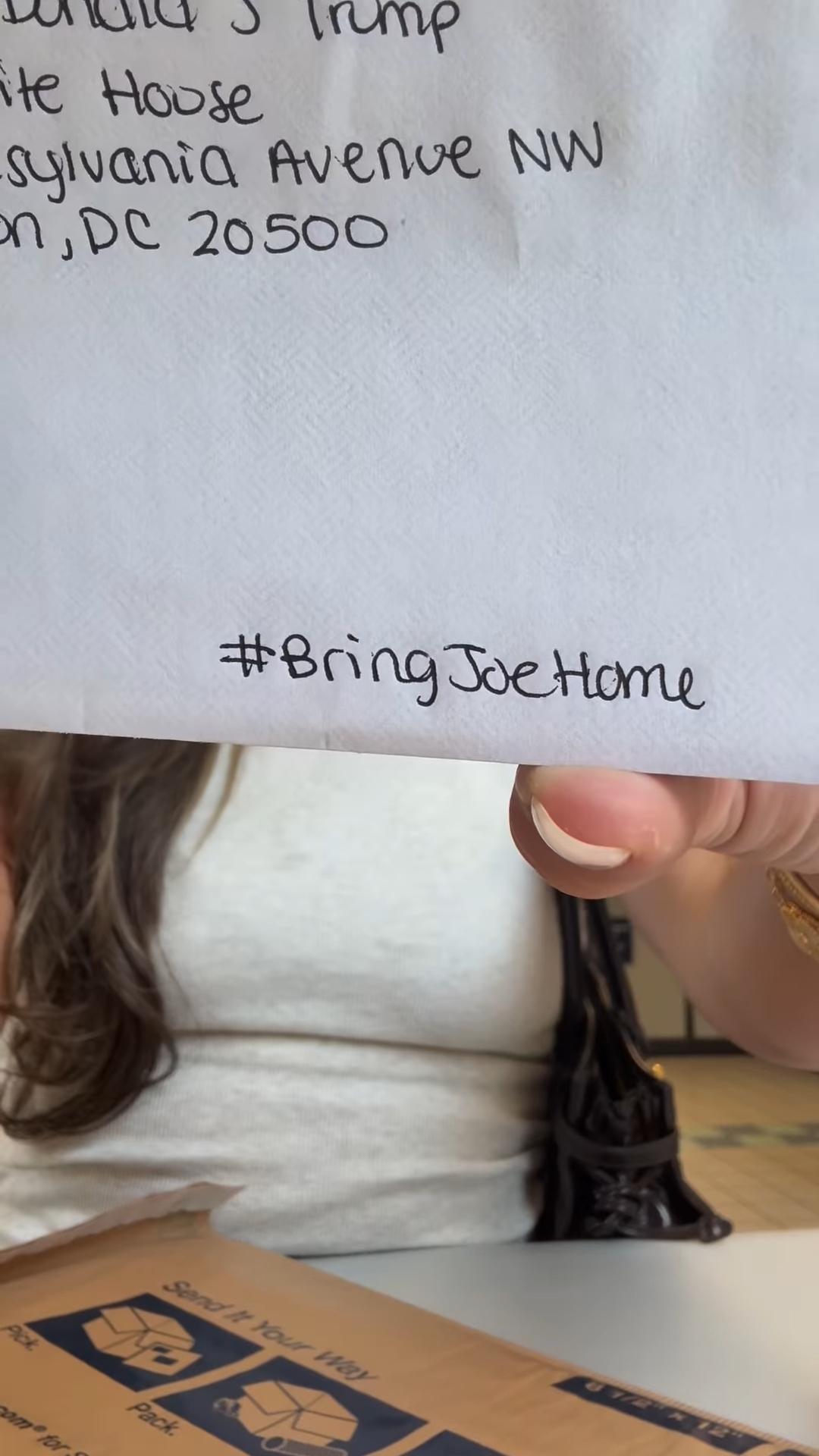 Gia Giudice writing a letter to Donald Trump