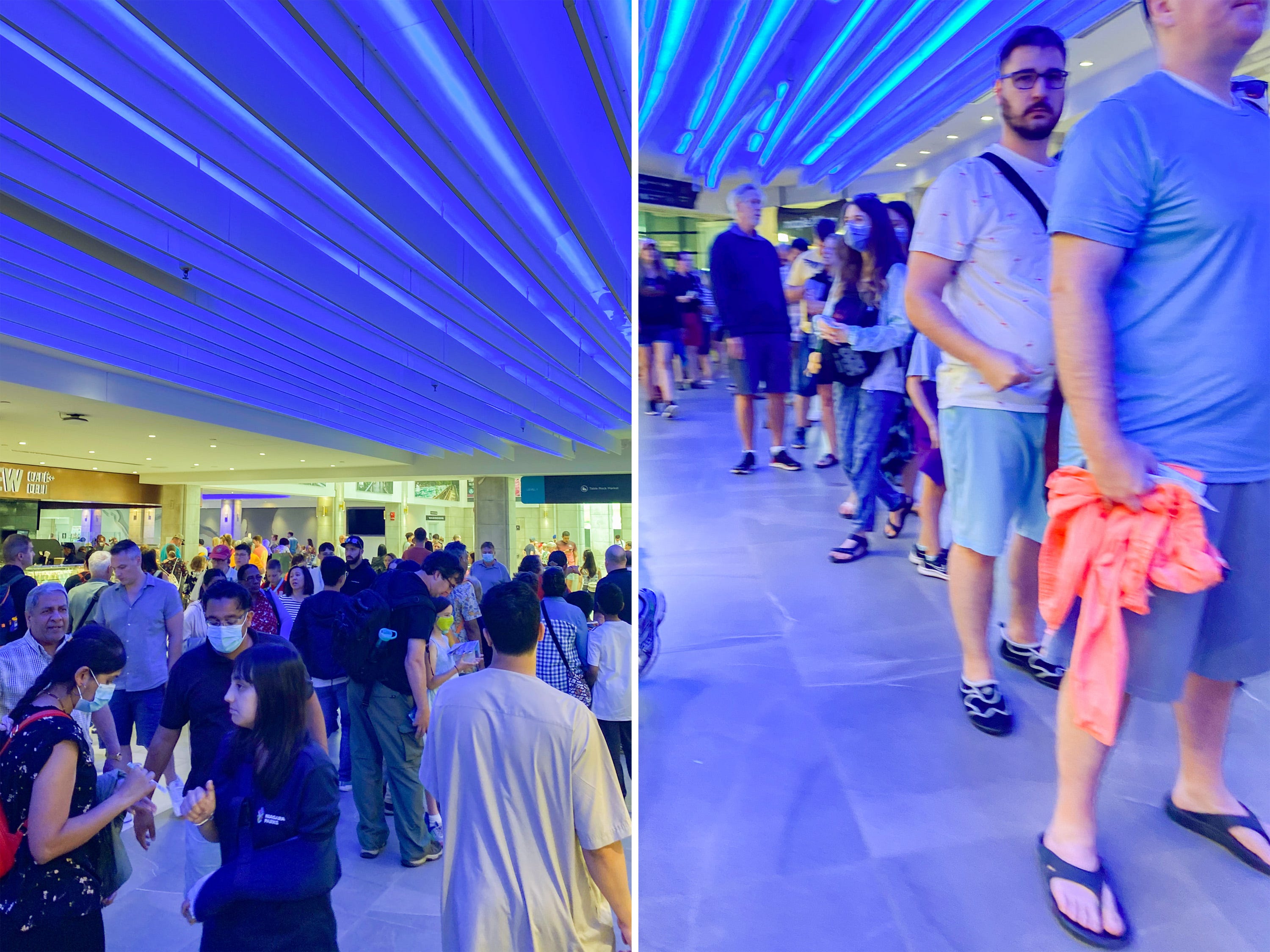 A composite image of lines for attractions at Niagara Falls