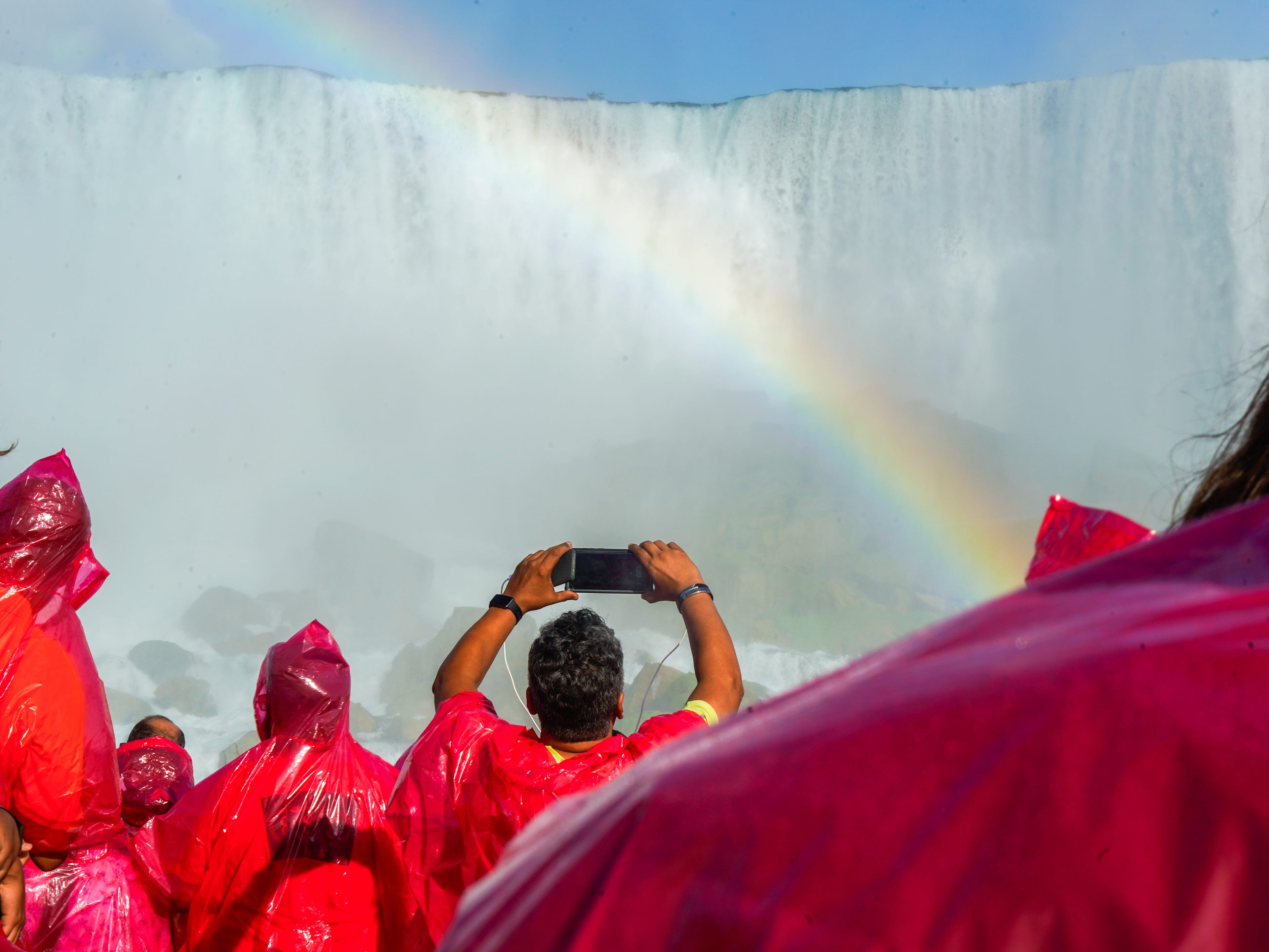 Crowds on the boat at Niagara Falls