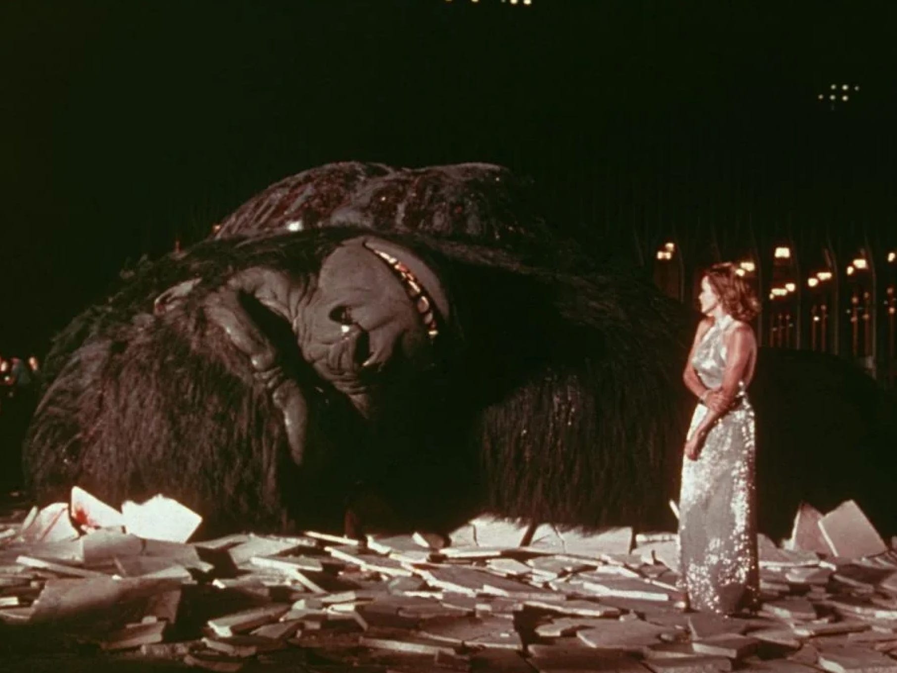 a still of king kong and jessica lange in the 1976 film king kong