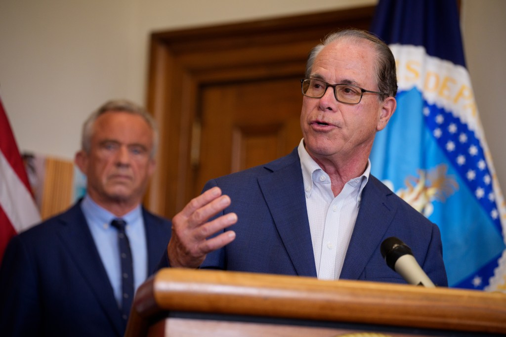 Agriculture Secretary Brooke Rollins speaking at a press conference.