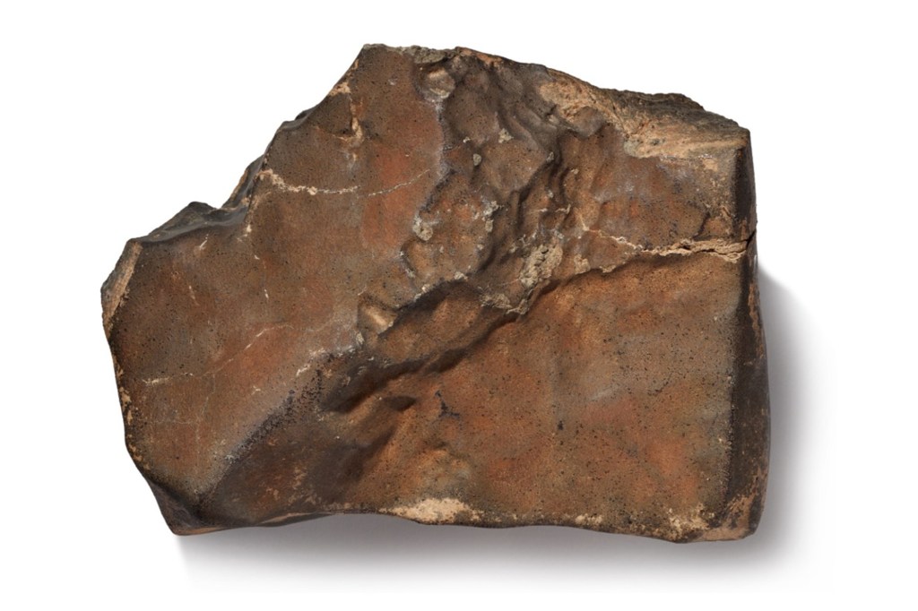Brown, irregularly shaped rock.