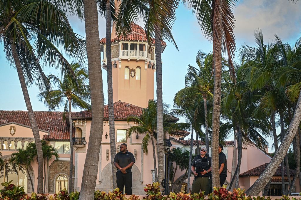 Security guards outside Mar-a-Lago.