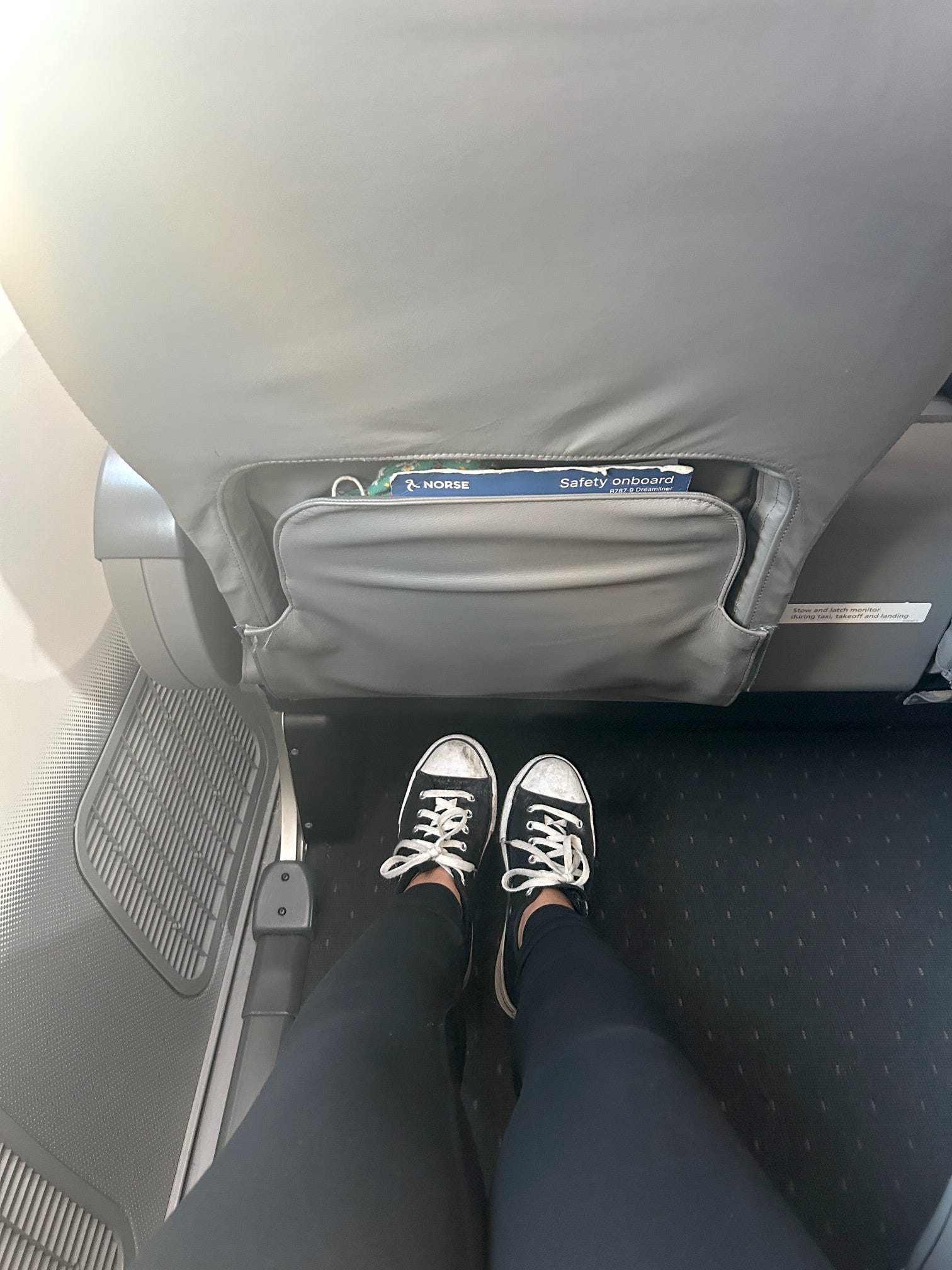 Legroom in a premium economy seat on Norse Atlantic Airways