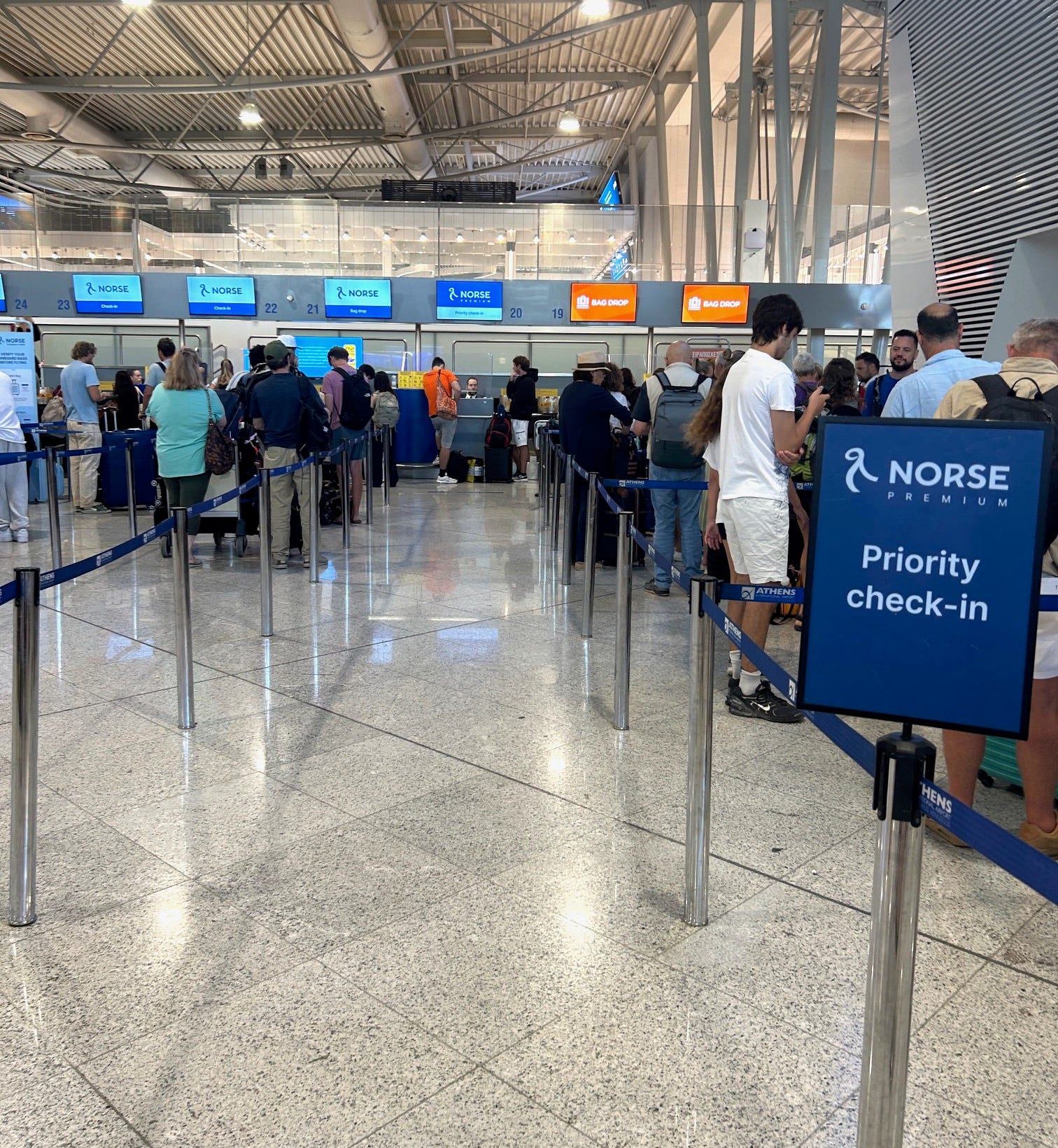 The priority check-in line for Norse Atlantic Airways