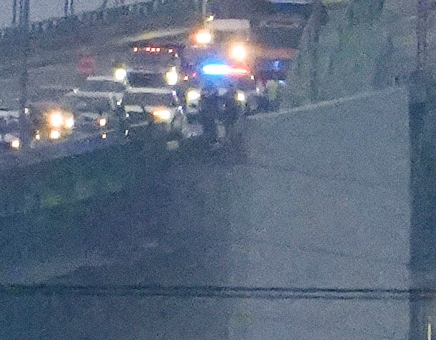 Emergency vehicles at the Delaware Memorial Bridge.