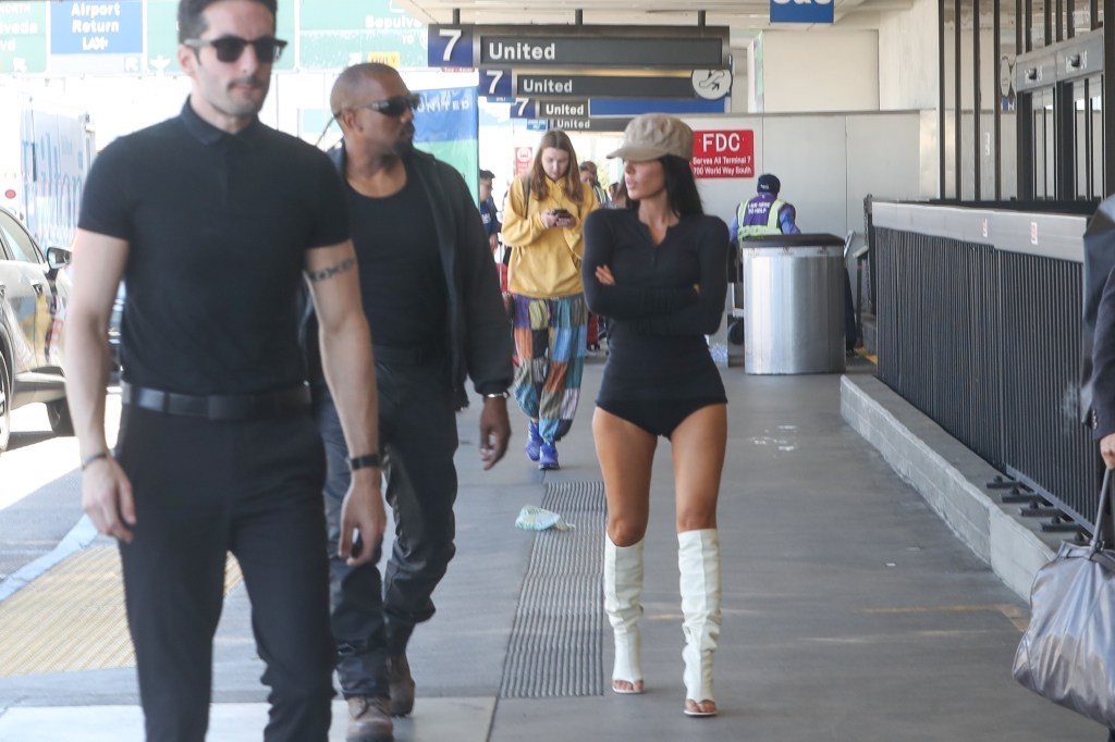 Bianca Censori and Kanye West at LAX Thursday