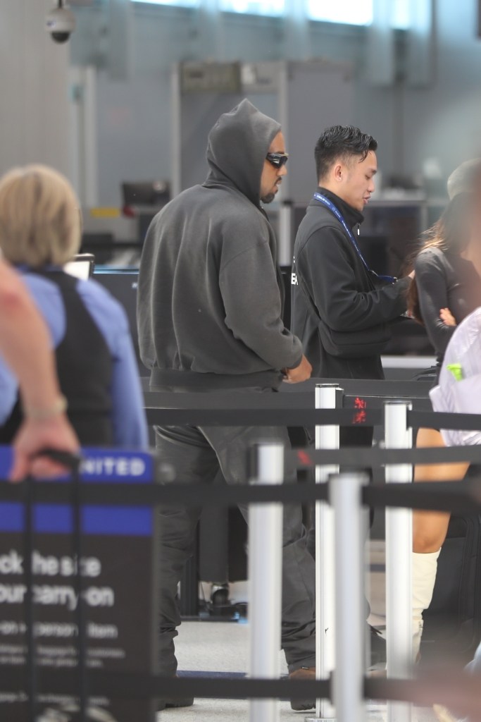 Bianca Censori and Kanye West at LAX Thursday