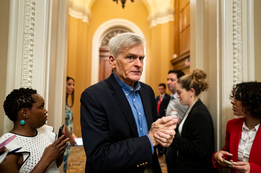 Sen. Bill Cassidy at a meeting of Senate Republicans on Capitol Hill.