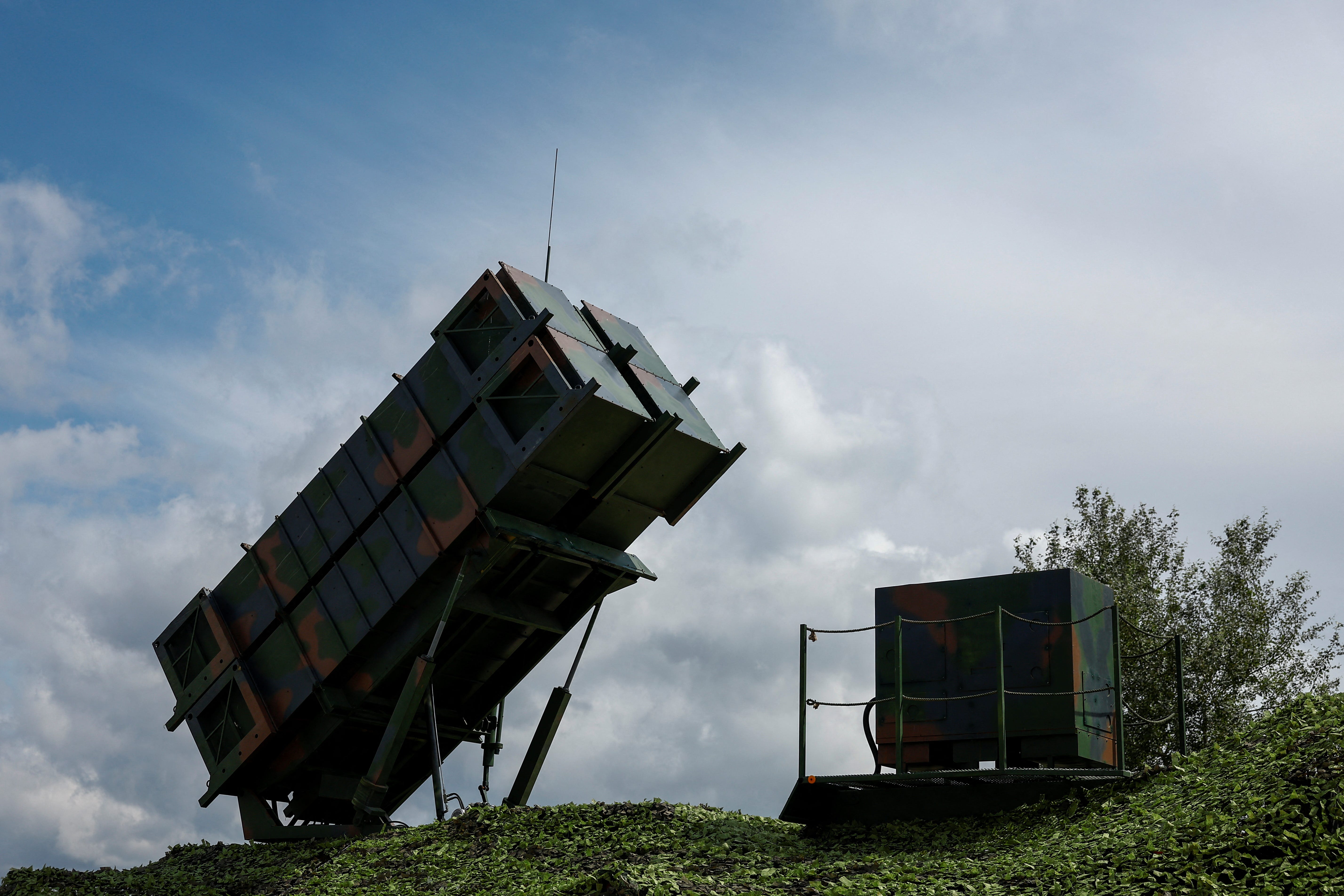 A launcher of a Patriot air defence system of the Ukrainian Air Forces is seen on the ground, amid Russia's attack on Ukraine, in an undisclosed location, Ukraine August 4, 2024.