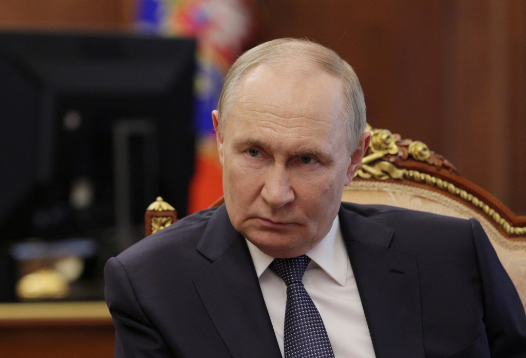 Vladimir Putin at a meeting in Moscow.