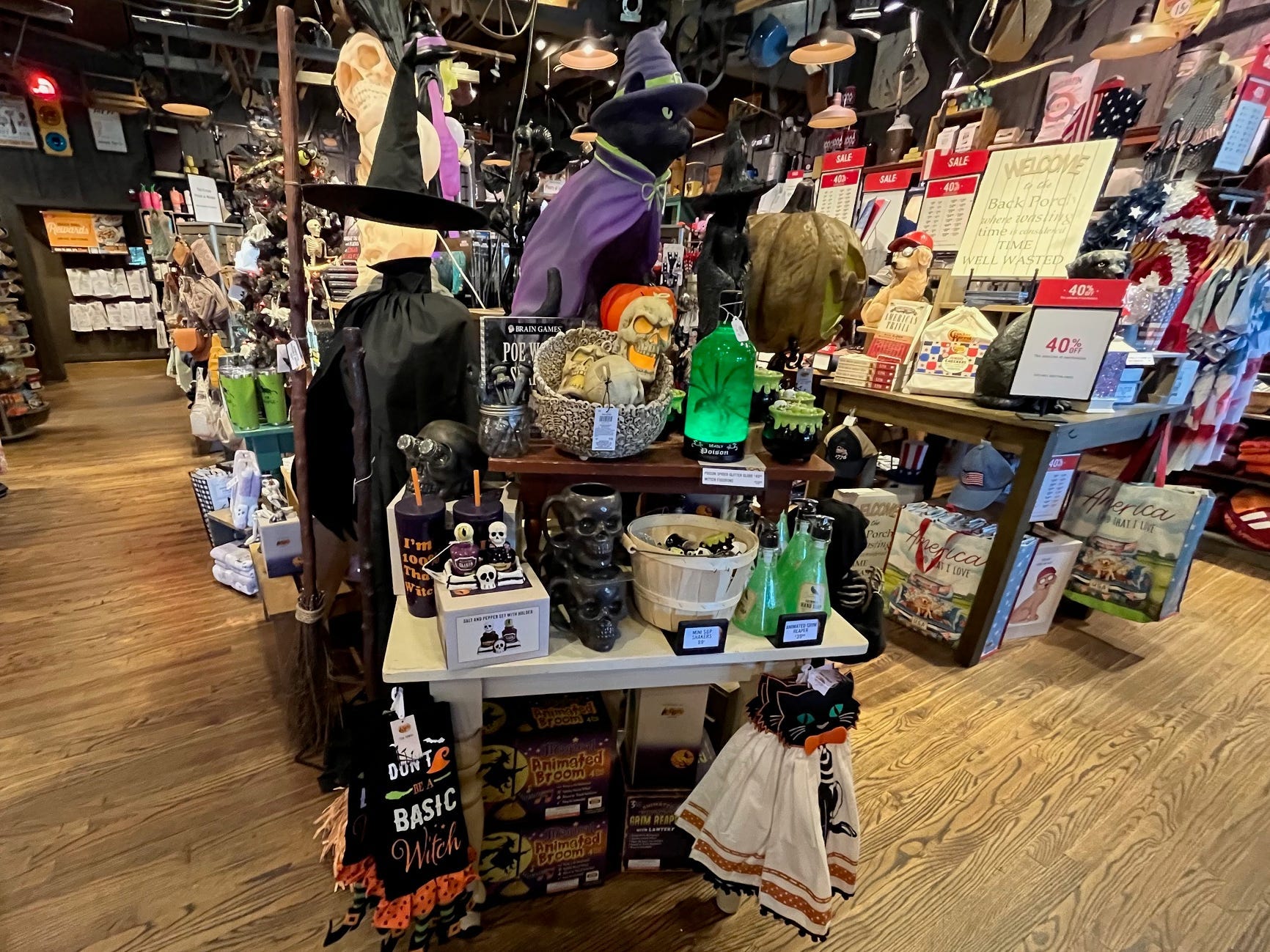 Halloween decorations at a Cracker Barrel store