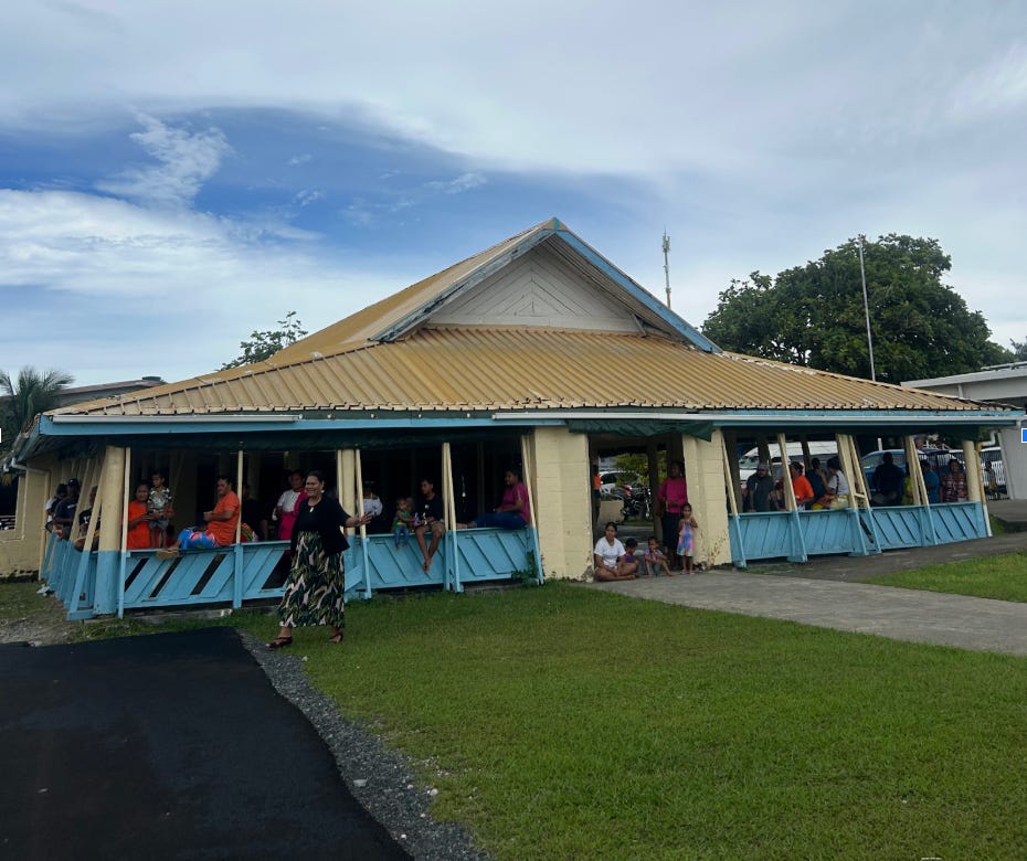 airport at Tuvalu with locals hanging out
