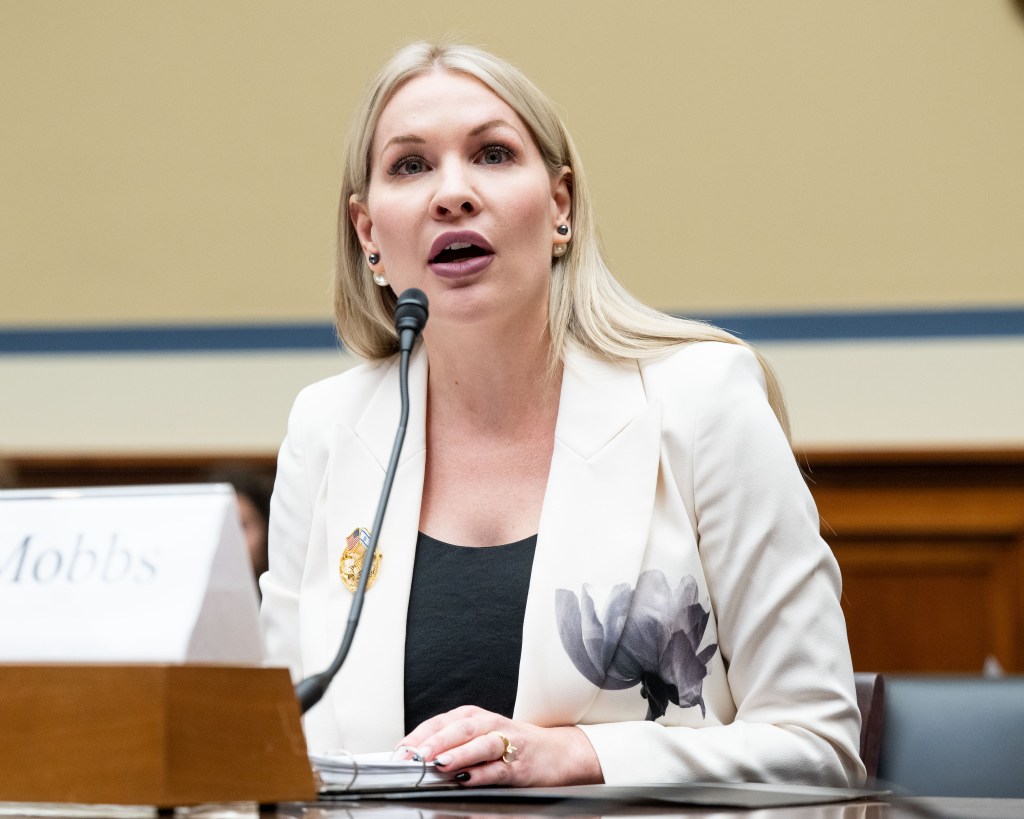 Meaghan Mobbs testifying at a House hearing on global religious persecution.