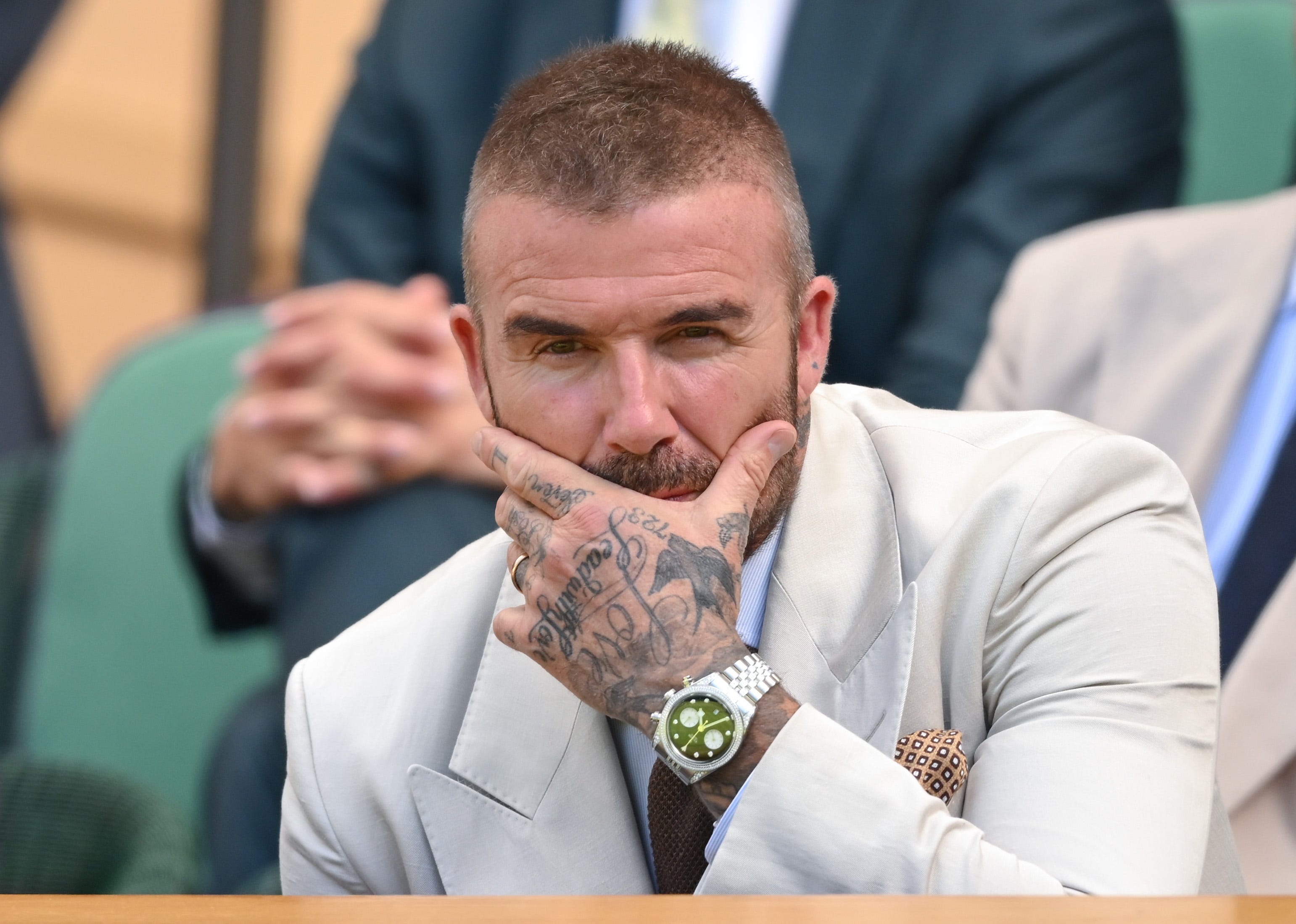 David Beckham attends Wimbledon 2025.