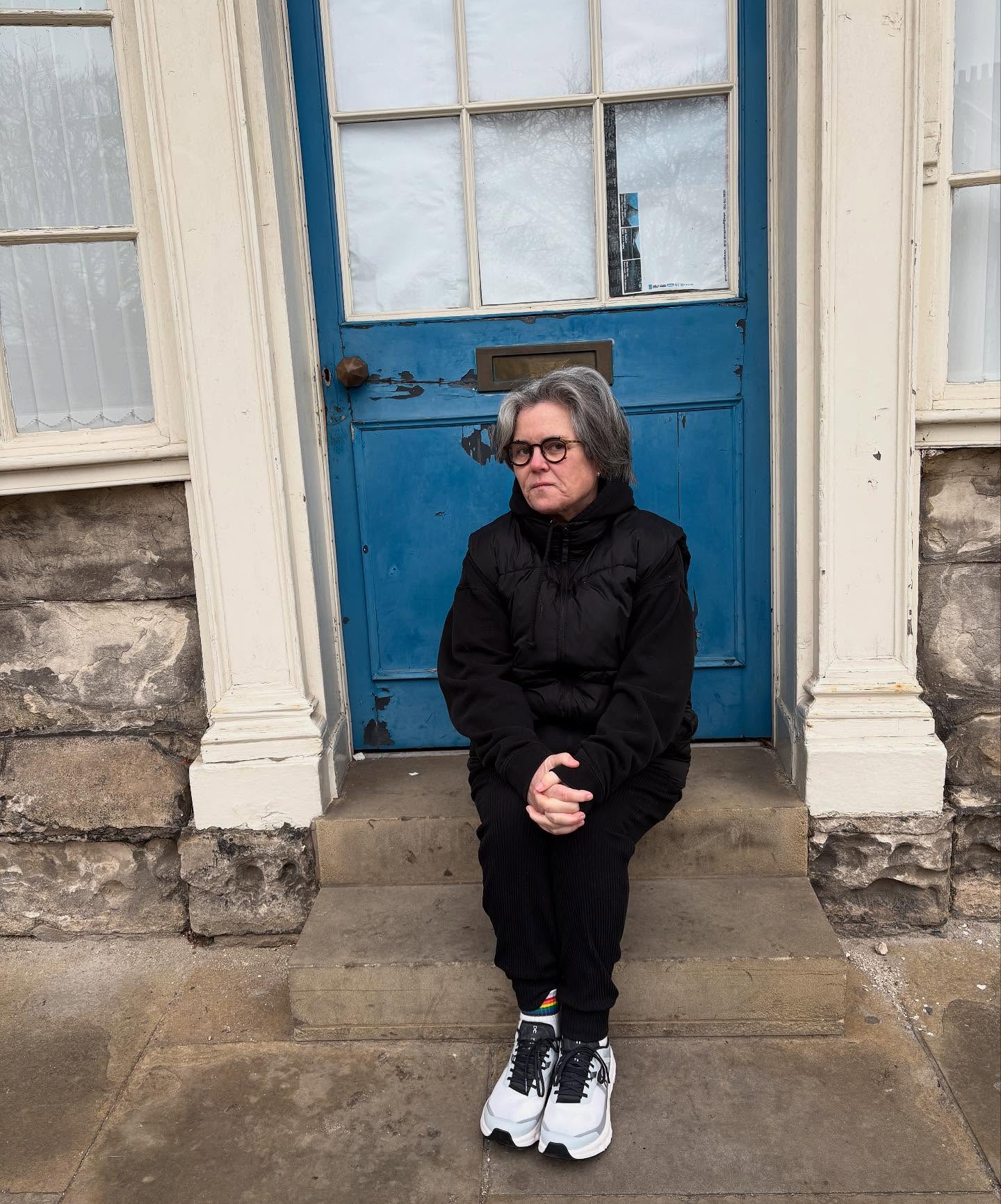 Rosie O'Donnell on a doorstep in Ireland. 