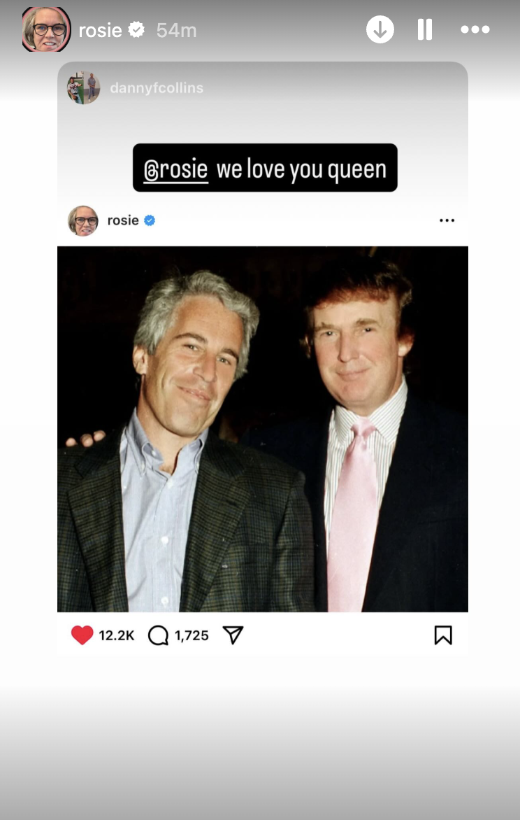 An image of Trump with Epstein on social media. 