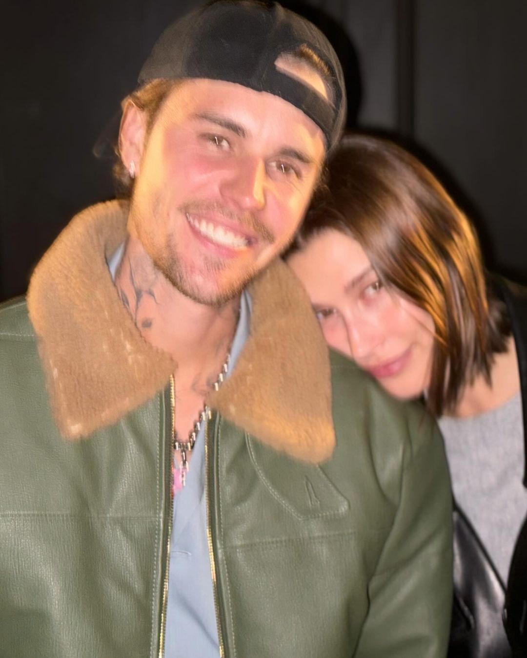 Justin and Hailey Bieber in a selfie. 