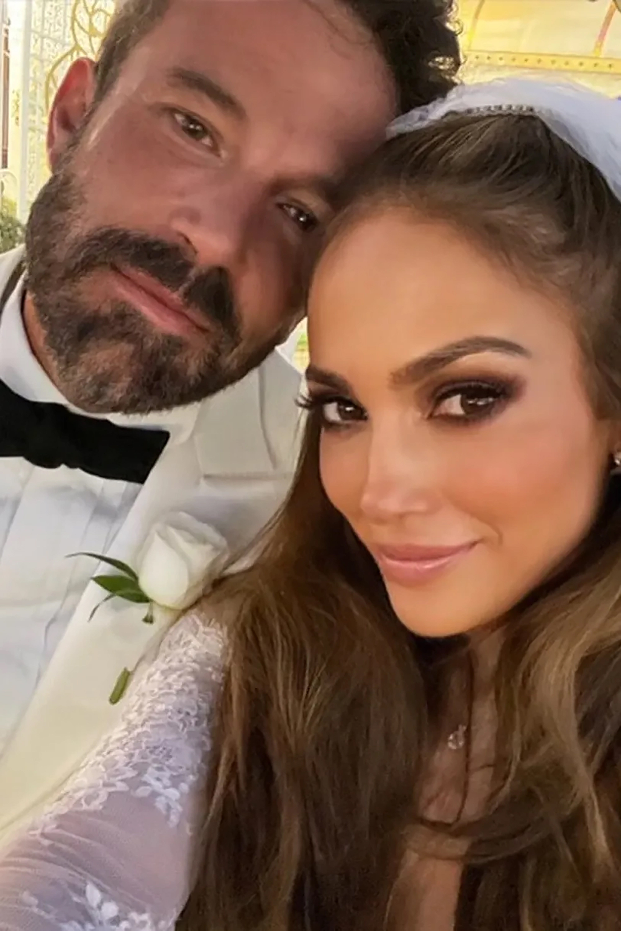 Jennifer Lopez and Ben Affleck in a wedding selfie. 
