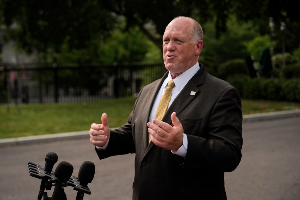 Tom Homan speaking to reporters.
