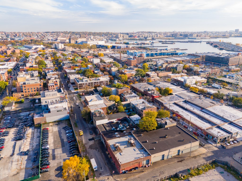 Aerial view of Red Hook, Brooklyn.