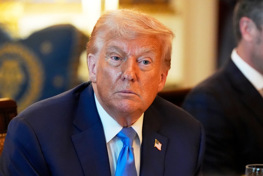 Donald Trump in a blue suit.