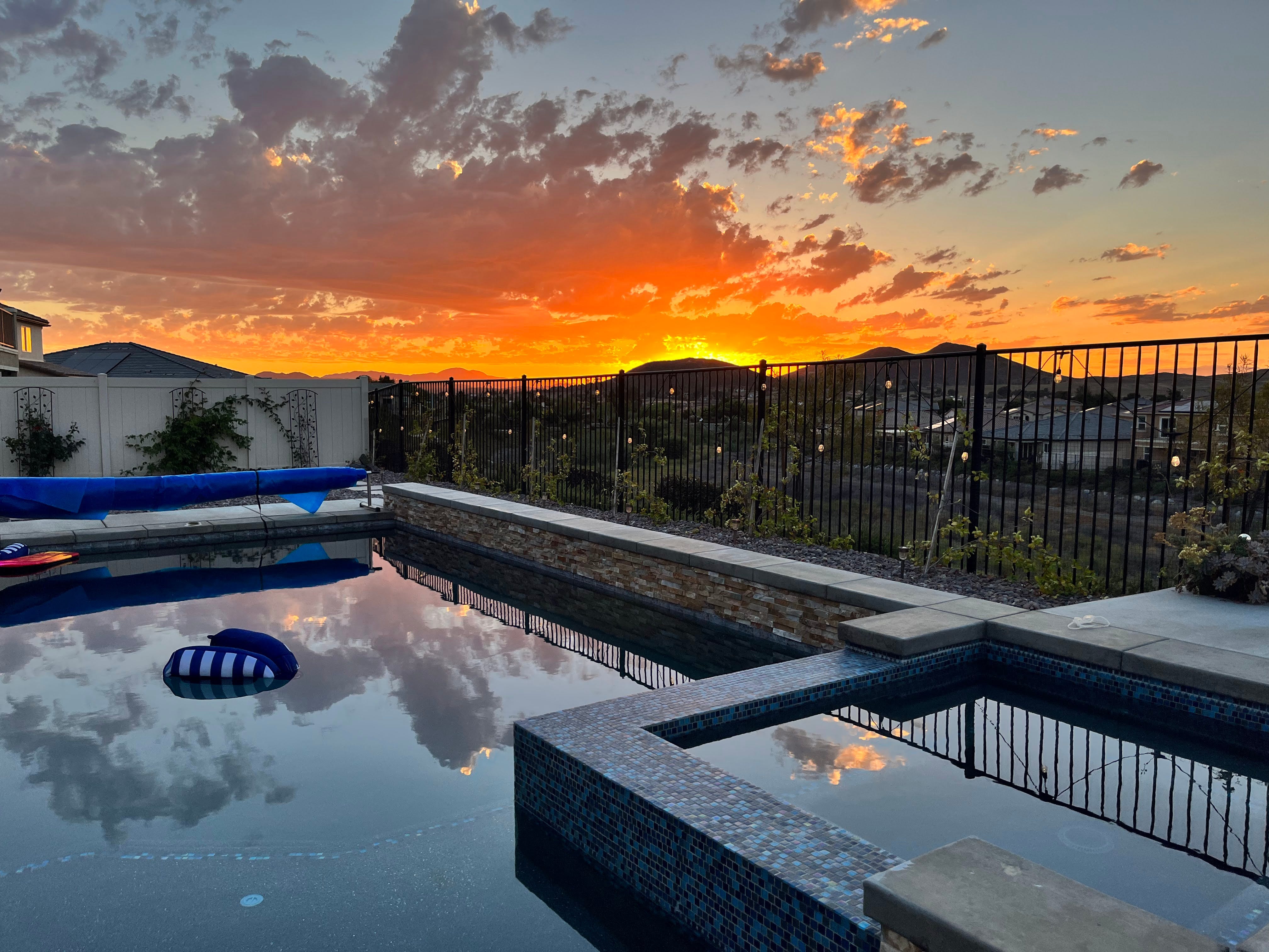 pool at sunset