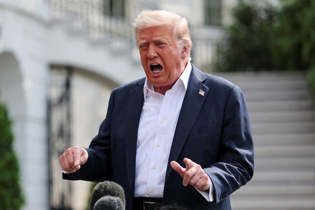 President Trump speaking to reporters before departing for Texas.